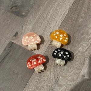 Set of Mushroom Hair Clips in Assorted Colors